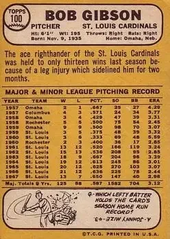 Back of Bob Gibson