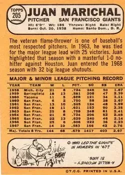 Back of Juan Marichal