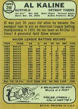 Back of Al Kaline
