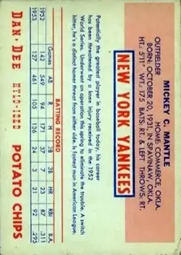 Back of Mickey Mantle