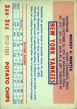 Back of Mickey Mantle