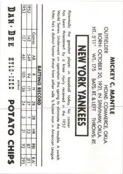 Back of Mickey Mantle