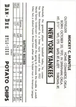 Back of Mickey Mantle