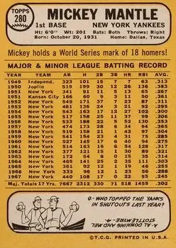 Back of Mickey Mantle
