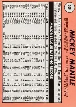 Back of Mickey Mantle