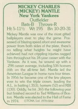 Back of Mickey Mantle