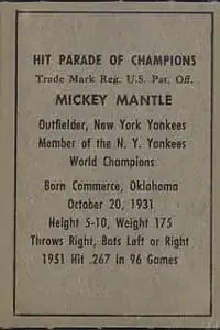 Back of Mickey Mantle