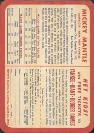 Back of Mickey Mantle