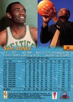 1996-97 Topps Stars - Finest Atomic Refractors #23 - Sam Jones - Boston Celtics - Back