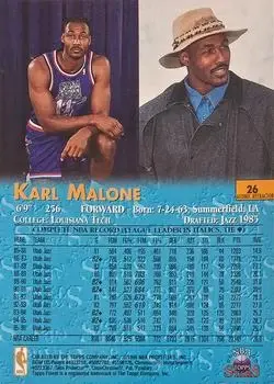 1996-97 Topps Stars - Finest Atomic Refractors #26 - Karl Malone - Utah Jazz - Back