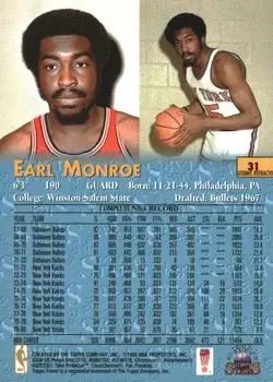 1996-97 Topps Stars - Finest Atomic Refractors #31 - Earl Monroe - New York Knicks - Back