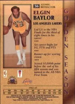 1996-97 Topps Stars - Finest Atomic Refractors #56 - Elgin Baylor - Los Angeles Lakers - Back