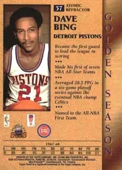 1996-97 Topps Stars - Finest Atomic Refractors #57 - Dave Bing - Detroit Pistons - Back