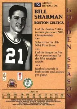 1996-97 Topps Stars - Finest Atomic Refractors #92 - Bill Sharman - Boston Celtics - Back