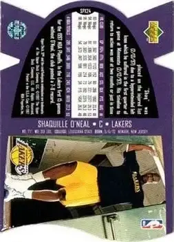 1997 SPx - Gold #SPX24 - Shaquille O'Neal - Los Angeles Lakers - Back 1997 SPx - Gold #SPX24 - Shaquille O'Neal - Los Angeles Lakers - Back