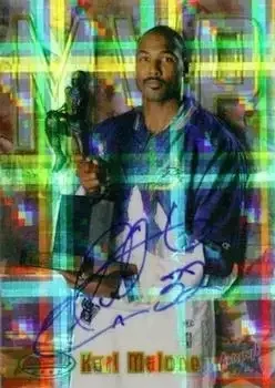 1997-98 Bowman's Best #KM Autograph Atomic Refractors Karl Malone