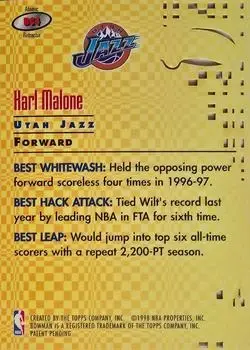 1997-98 Bowman's Best - Best Cuts Atomic Refractors #BC4 - Karl Malone - Utah Jazz - Back