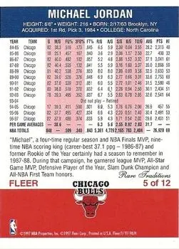 1997-98 Fleer - Decade of Excellence Rare Traditions #5 - Michael Jordan - Chicago Bulls - Back