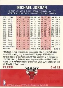 1997-98 Fleer - Decade of Excellence #5 - Michael Jordan - Chicago Bulls - Back