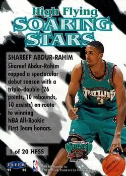 1997-98 Fleer - High Flying Soaring Stars #1 HFSS - Shareef Abdur-Rahim - Vancouver Grizzlies - Back