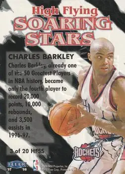 1997-98 Fleer - High Flying Soaring Stars #3 HFSS - Charles Barkley - Houston Rockets - Back