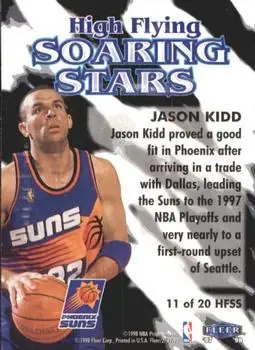 1997-98 Fleer - High Flying Soaring Stars #11 HFSS - Jason Kidd - Phoenix Suns - Back