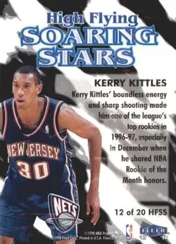 1997-98 Fleer - High Flying Soaring Stars #12 HFSS - Kerry Kittles - New Jersey Nets - Back