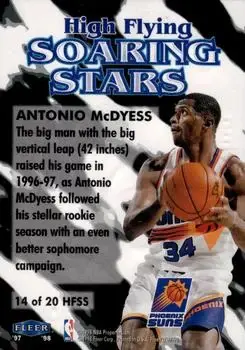1997-98 Fleer - High Flying Soaring Stars #14 HFSS - Antonio McDyess - Phoenix Suns - Back