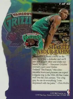 1997-98 Fleer - Franchise Futures #1 - Shareef Abdur-Rahim - Vancouver Grizzlies - Back