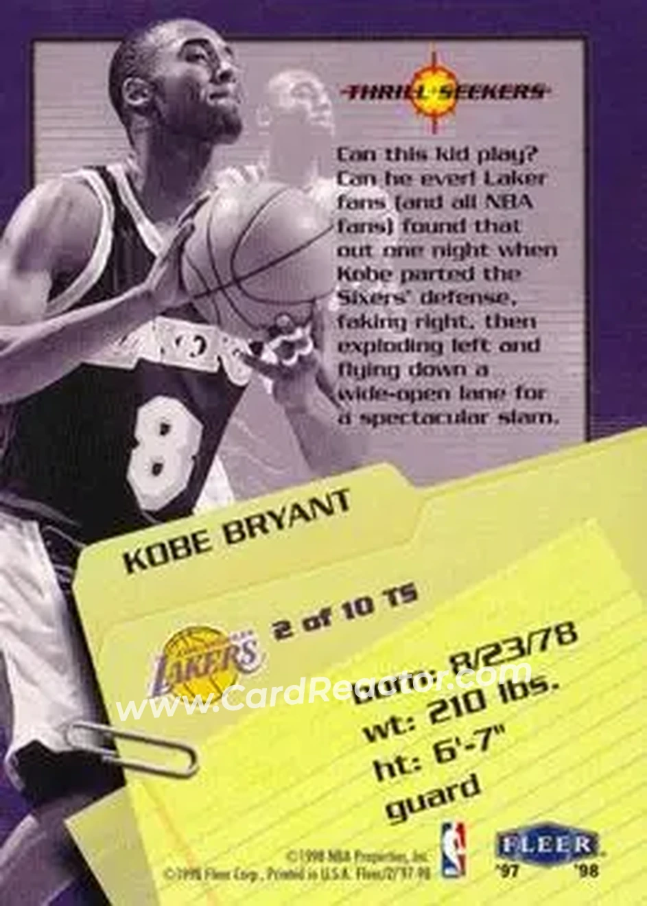 Back of Kobe Bryant