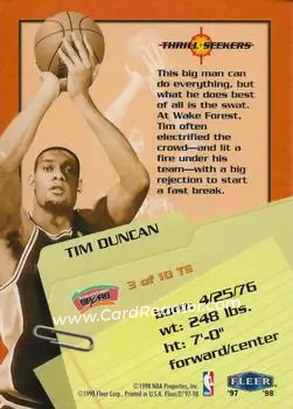 Back of Tim Duncan