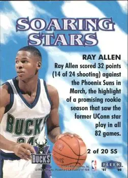 1997-98 Fleer - Soaring Stars #2SS - Ray Allen - Milwaukee Bucks - Back