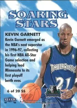 1997-98 Fleer - Soaring Stars #6SS - Kevin Garnett - Minnesota Timberwolves - Back