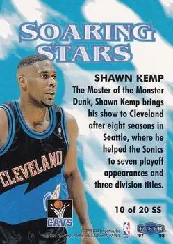 1997-98 Fleer - Soaring Stars #10SS - Shawn Kemp - Cleveland Cavaliers - Back