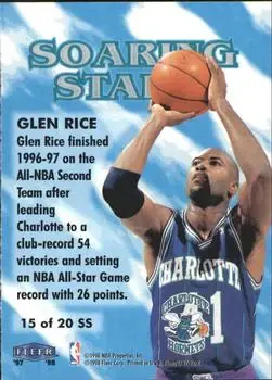 1997-98 Fleer - Soaring Stars #15SS - Glen Rice - Charlotte Hornets - Back