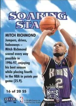 1997-98 Fleer - Soaring Stars #16SS - Mitch Richmond - Sacramento Kings - Back
