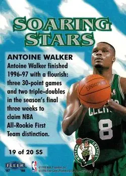 1997-98 Fleer - Soaring Stars #19SS - Antoine Walker - Boston Celtics - Back 1997-98 Fleer - Soaring Stars #19SS - Antoine Walker - Boston Celtics - Back