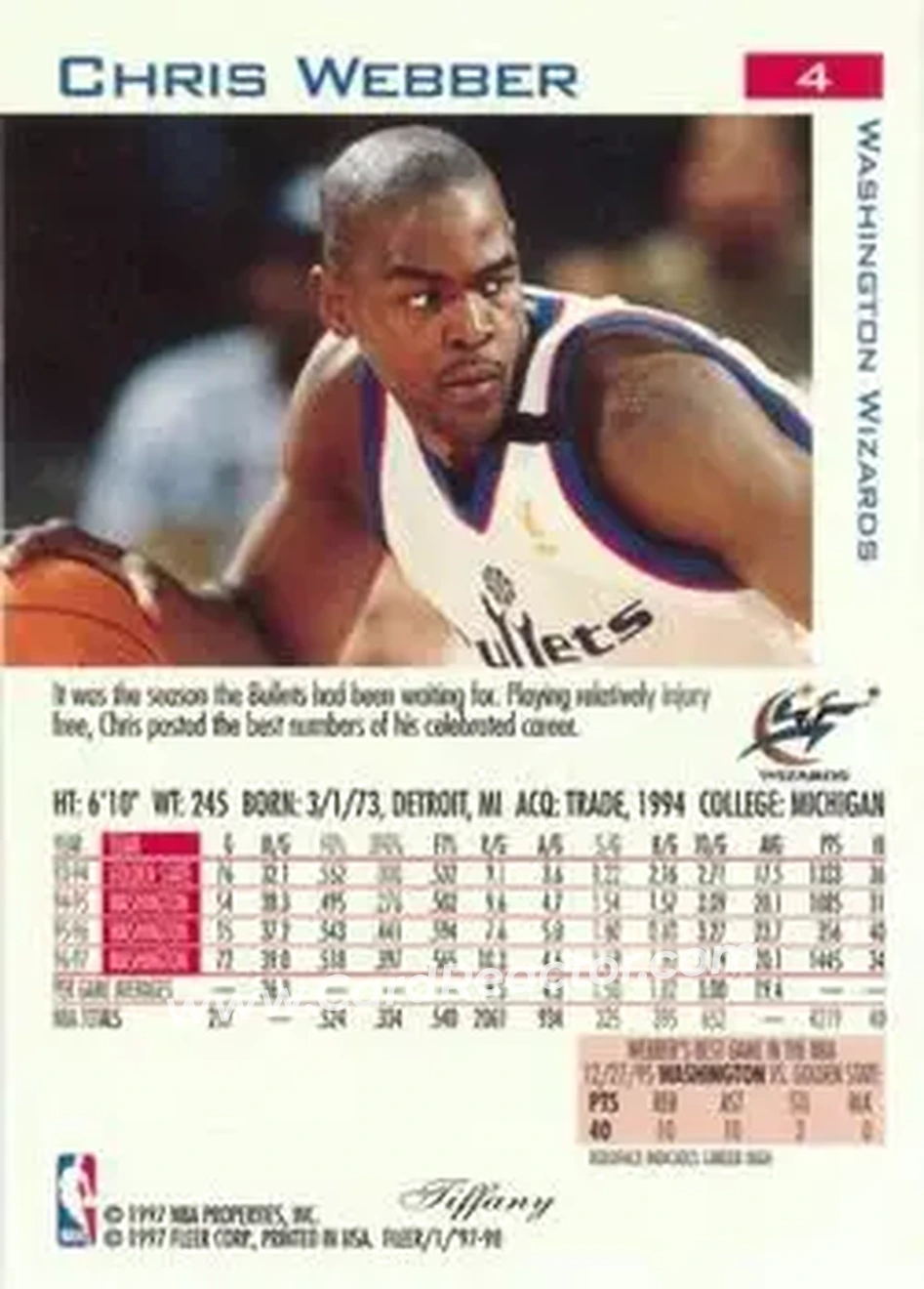 Back of Chris Webber