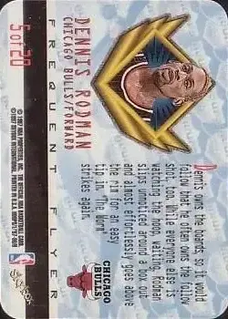 1997-98 Hoops - Frequent Flyer Club First Class Upgrade #5 - Dennis Rodman - Chicago Bulls - Back 1997-98 Hoops - Frequent Flyer Club First Class Upgrade #5 - Dennis Rodman - Chicago Bulls - Back