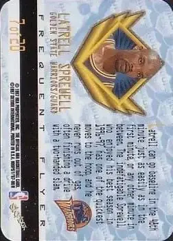 1997-98 Hoops - Frequent Flyer Club First Class Upgrade #7 - Latrell Sprewell - Golden State Warriors - Back 1997-98 Hoops - Frequent Flyer Club First Class Upgrade #7 - Latrell Sprewell - Golden State Warriors - Back