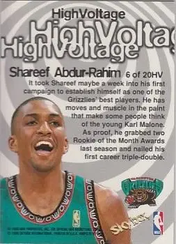 1997-98 Hoops - High Voltage #6 HV - Shareef Abdur-Rahim - Vancouver Grizzlies - Back 1997-98 Hoops - High Voltage #6 HV - Shareef Abdur-Rahim - Vancouver Grizzlies - Back