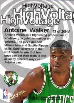 1997-98 Hoops - High Voltage #13 HV - Antoine Walker - Boston Celtics - Back 1997-98 Hoops - High Voltage #13 HV - Antoine Walker - Boston Celtics - Back