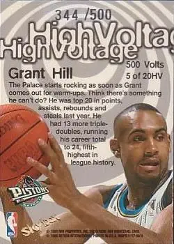 1997-98 Hoops - High Voltage 500 Volts #5 HV - Grant Hill - Detroit Pistons - Back 1997-98 Hoops - High Voltage 500 Volts #5 HV - Grant Hill - Detroit Pistons - Back