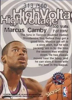 1997-98 Hoops - High Voltage 500 Volts #7 HV - Marcus Camby - Toronto Raptors - Back 1997-98 Hoops - High Voltage 500 Volts #7 HV - Marcus Camby - Toronto Raptors - Back