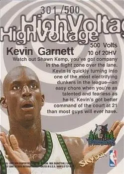 1997-98 Hoops - High Voltage 500 Volts #10 HV - Kevin Garnett - Minnesota Timberwolves - Back 1997-98 Hoops - High Voltage 500 Volts #10 HV - Kevin Garnett - Minnesota Timberwolves - Back