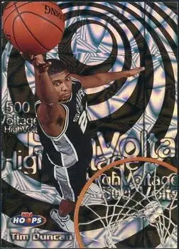 1997-98 Hoops - High Voltage 500 Volts #15 HV - Tim Duncan - San Antonio Spurs - Front 1997-98 Hoops - High Voltage 500 Volts #15 HV - Tim Duncan - San Antonio Spurs - Front