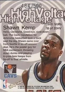 1997-98 Hoops - High Voltage 500 Volts #18 HV - Shawn Kemp - Cleveland Cavaliers - Back