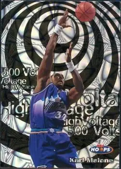 1997-98 Hoops - High Voltage 500 Volts #20 HV - Karl Malone - Utah Jazz - Front 1997-98 Hoops - High Voltage 500 Volts #20 HV - Karl Malone - Utah Jazz - Front