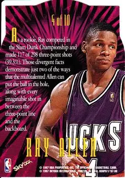 1997-98 Hoops - HOOPerstars #4 - Ray Allen - Milwaukee Bucks - Back
