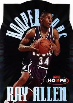1997-98 Hoops - HOOPerstars #4 - Ray Allen - Milwaukee Bucks - Front